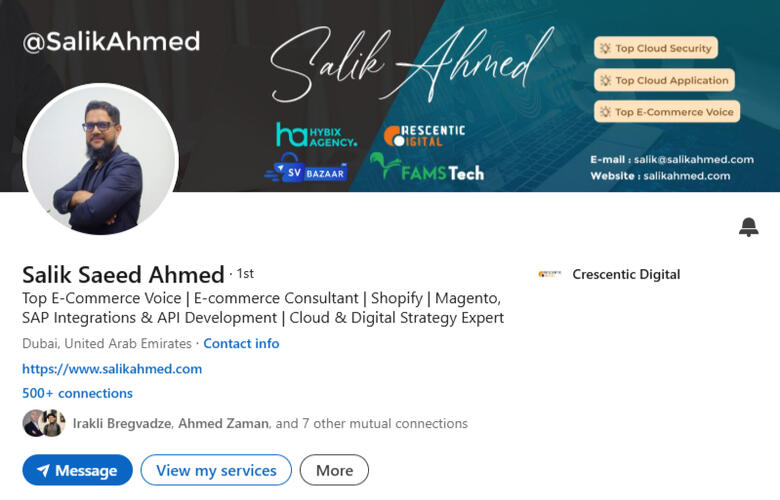 Salik Saeed Ahmed Linkedin PR